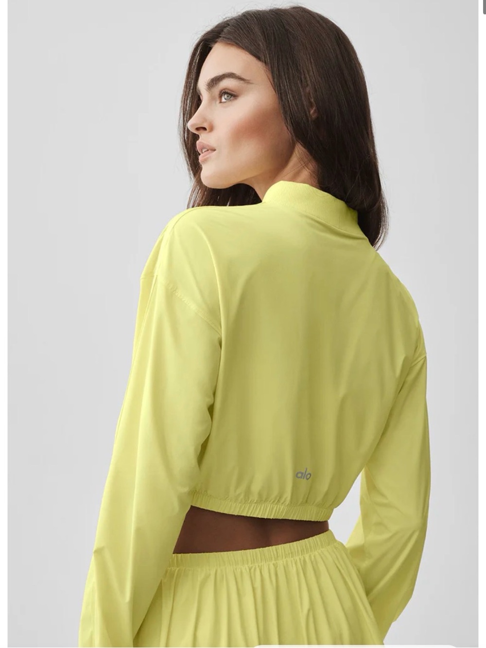 ALO Yoga Lightweight Zip Crop Jacket in Pale Yellow